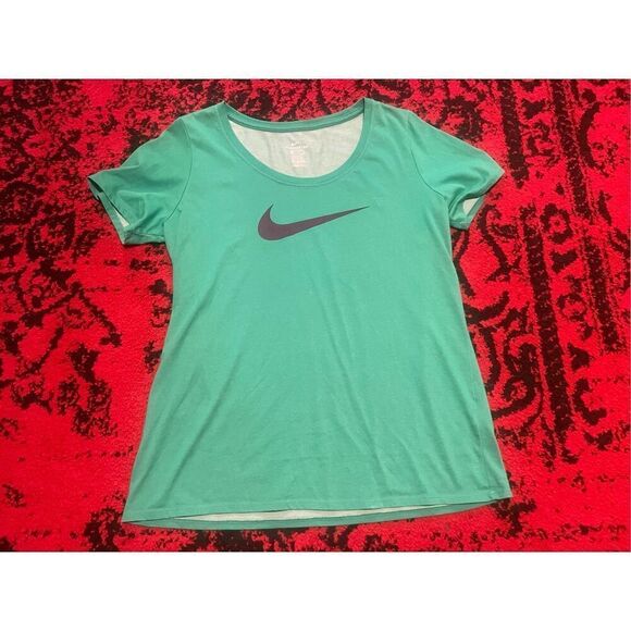 Womens Green NIKE Dri Fit T Shirt TOP SZ Large L - Picture 2 of 6